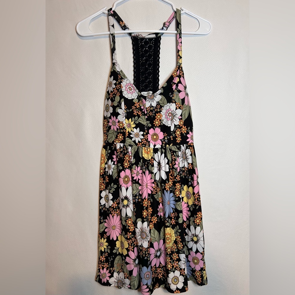 Derek Heart Floral Midi Dress - Black, Pink, White
